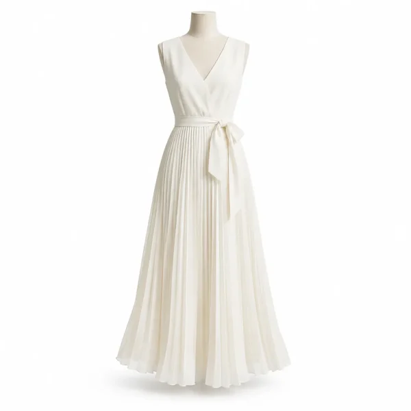 Aurelie Pleated Silk Midi Dress