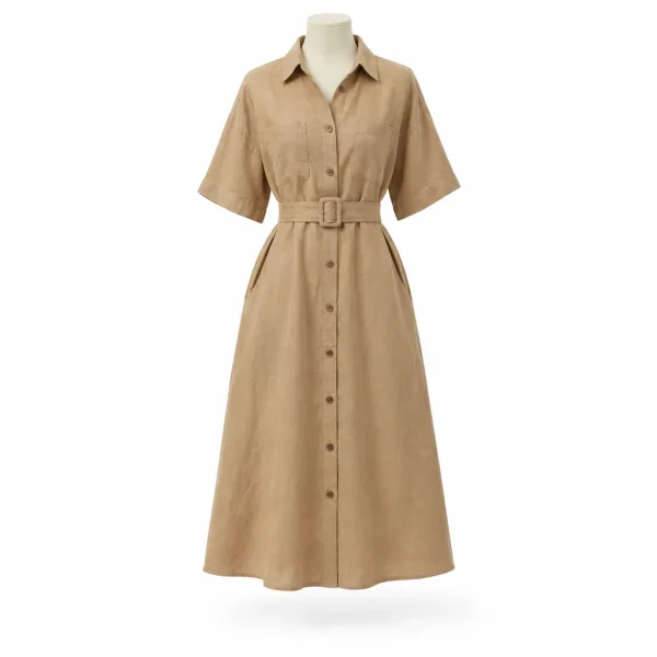 Camille Belted Linen Shirt Dress