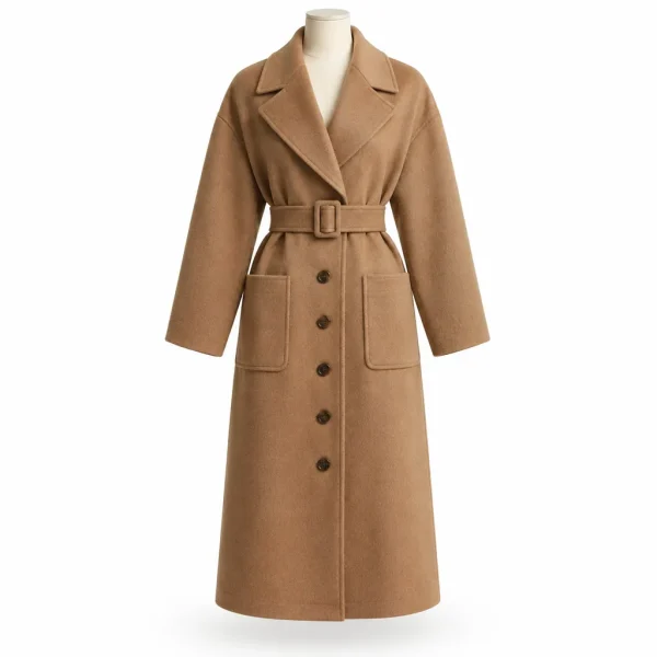 Ingrid Belted Wool Overcoat