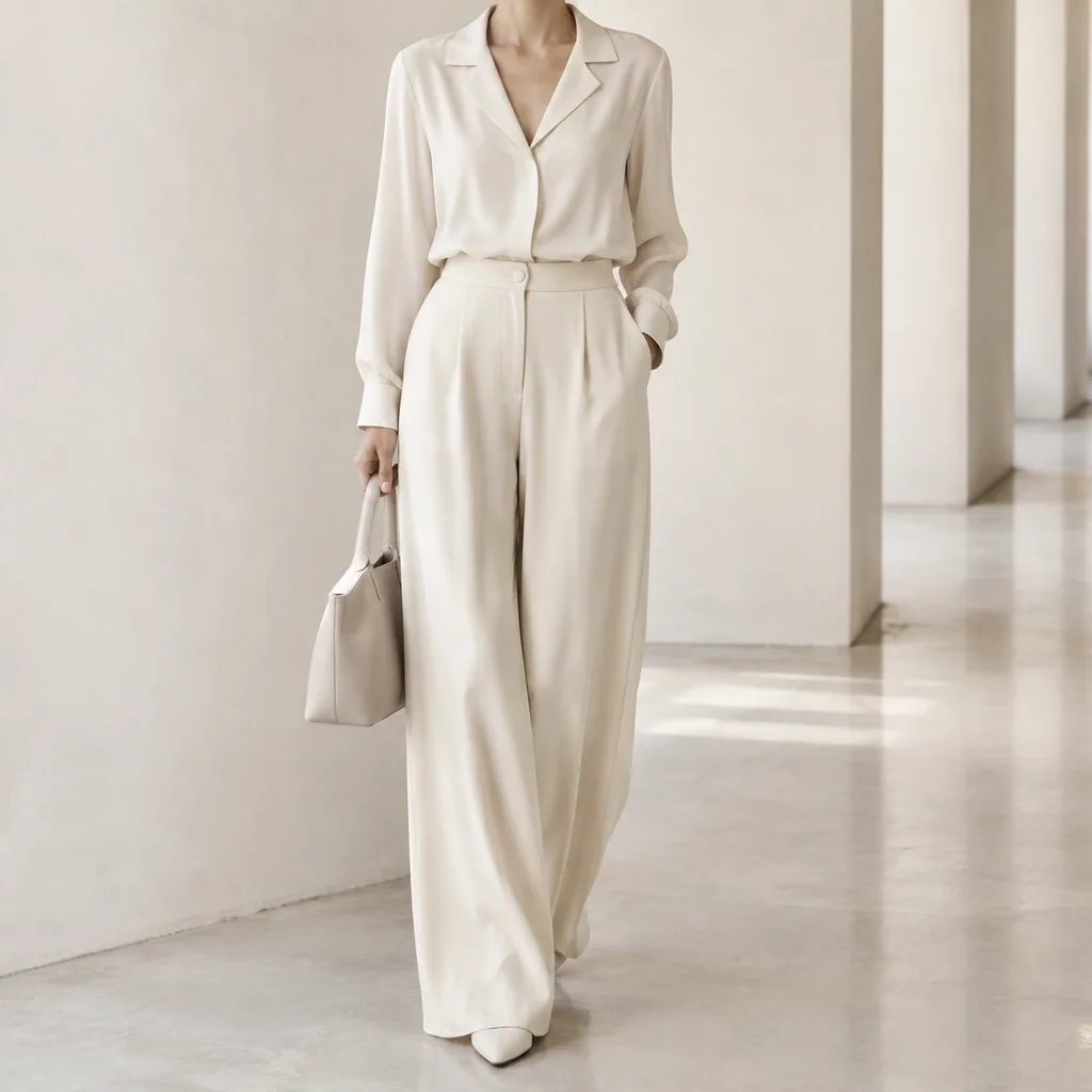 Lea Silk Wide-Leg Trousers - Image 8