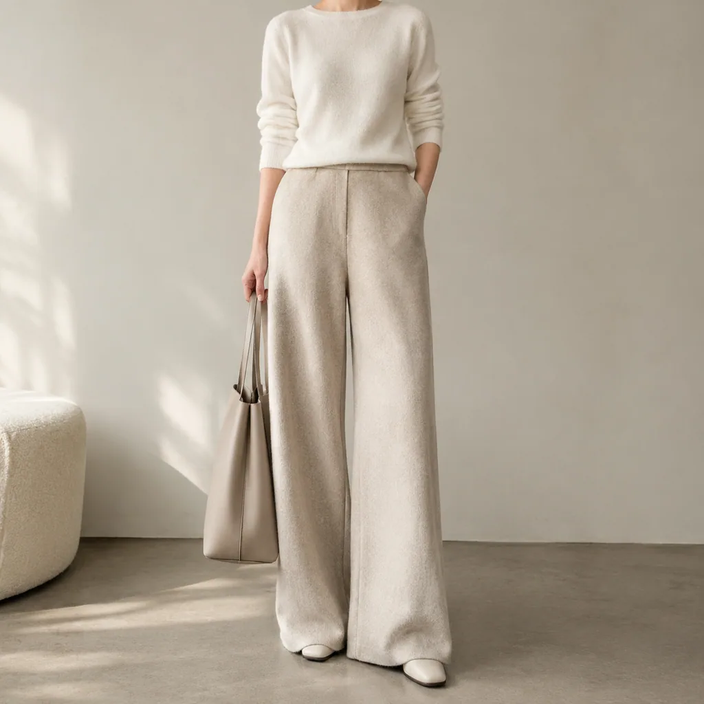 Nadia Double-Faced Wide-Leg Trousers - Image 5