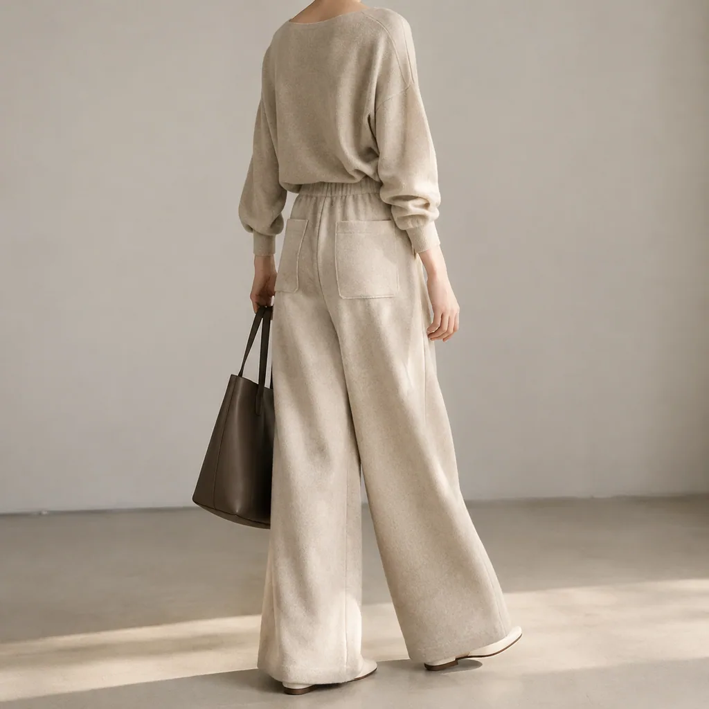 Nadia Double-Faced Wide-Leg Trousers - Image 7