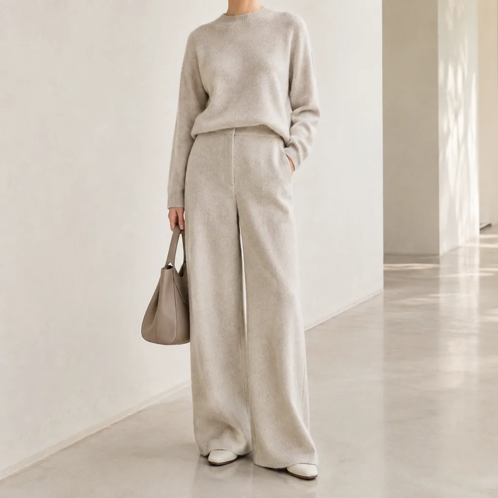 Nadia Double-Faced Wide-Leg Trousers - Image 8